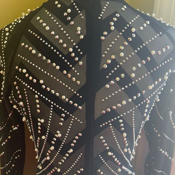 Unbranded Luxury Rhinestones & Pearls Feather Mini dress feather accents Size S - Picture 8 of 16